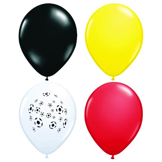 Ballonnen Zwart - Geel - Rood 12 stuks