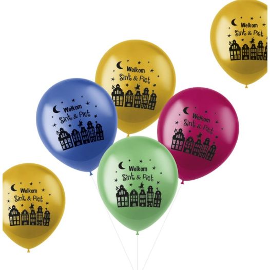 Ballonnen welkom Sint en Piet 6 stuks