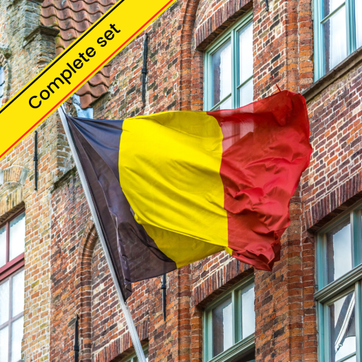 Set Belgische vlag met stok en houder