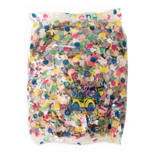 Confetti Carnaval zak van 100 gram kantig bont