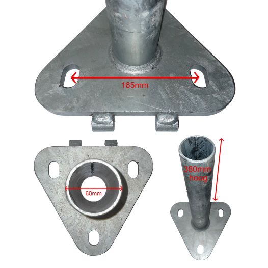 Kantelanker mastdeel inlijmanker driekant M20 60mm