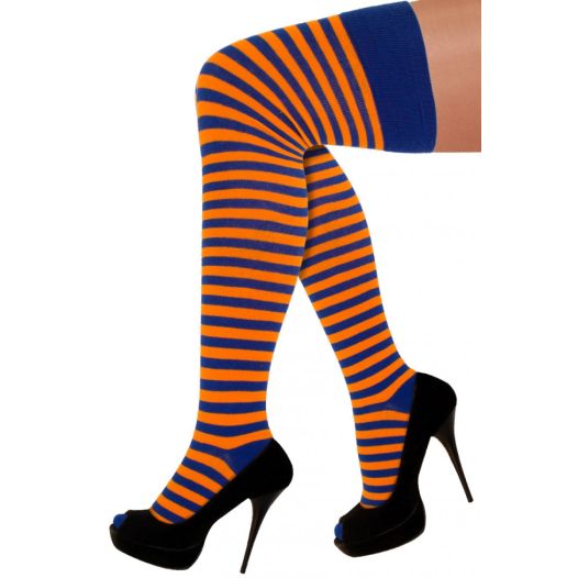 Sokken oranje blauw gestreept