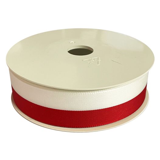 Lint rood wit - 25 meter lang 25mm