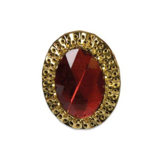 Gouden ring Sinterklaas met rode edelsteen
