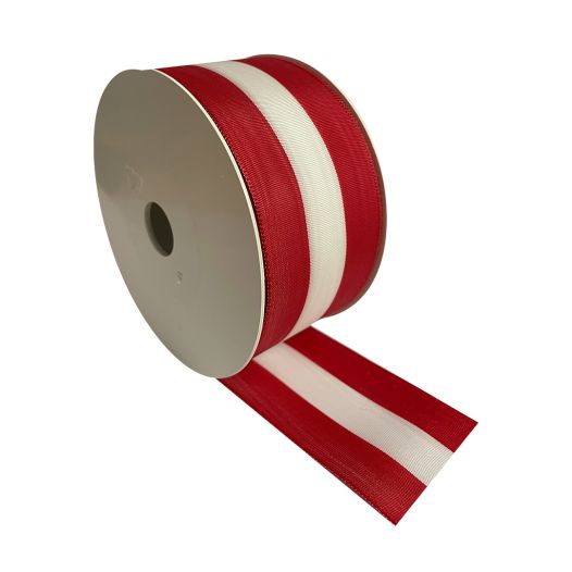 Breed lint rood wit rood 7,5cm breed 25 meter lang