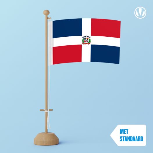 Tafelvlag Dominicaanse Republiek met standaard