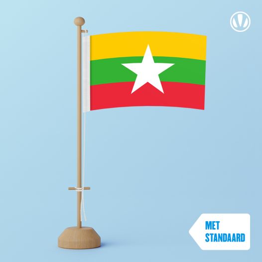 Tafelvlag Myanmar met standaard