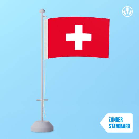 Tafelvlag Zwitserland 10x15cm met standaard