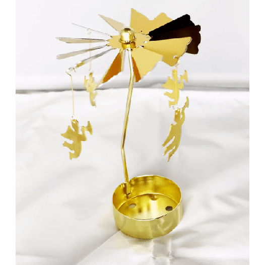 Theelichthouder Kerstmis, carrousel goud met engel