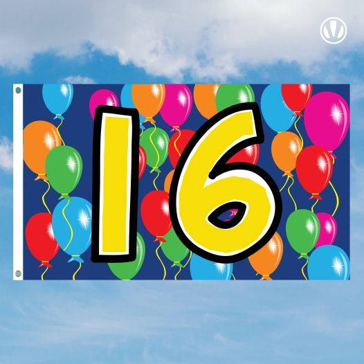 Vlag 16 jaar 90x150