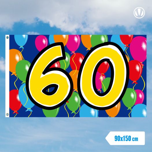 Vlag 60 jaar 90x150cm verjaardagsvlag