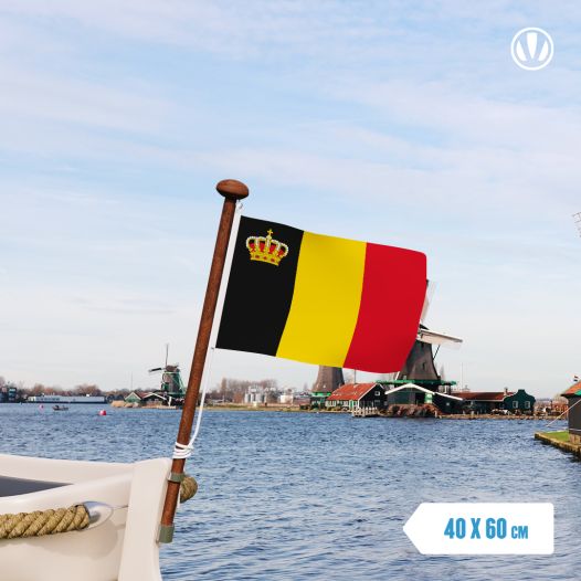 Vlag Belgie met Kroon 40x60cm Spunpoly