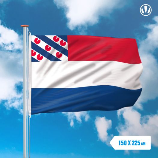Vlag Nederland met inzet Friese vlag 150x225cm vlag Friesland