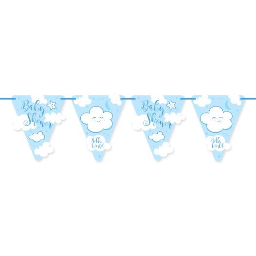 Vlaggenlijn Babyshower Jongen - 6 meter | Papier