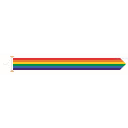 Regenboog wimpel 30x300cm met stokje