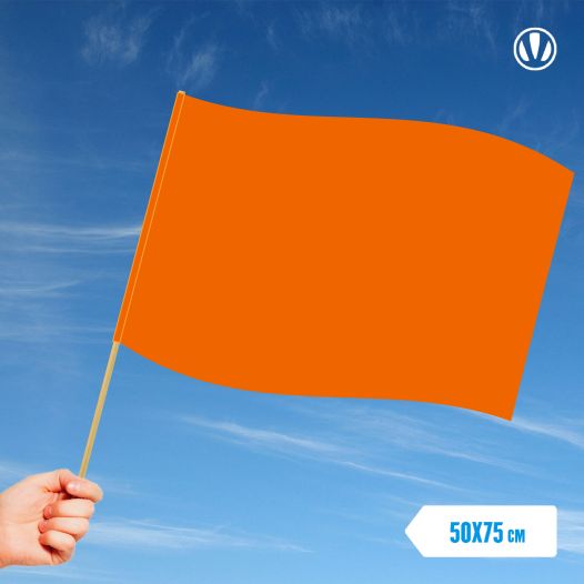 Zwaaivlag oranje 50x75cm met stok van 80cm