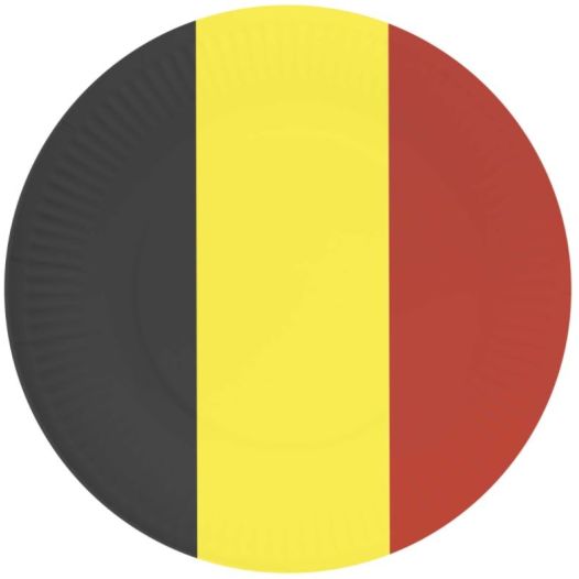 Papieren bordjes met belgische vlag opdruk, 23cm