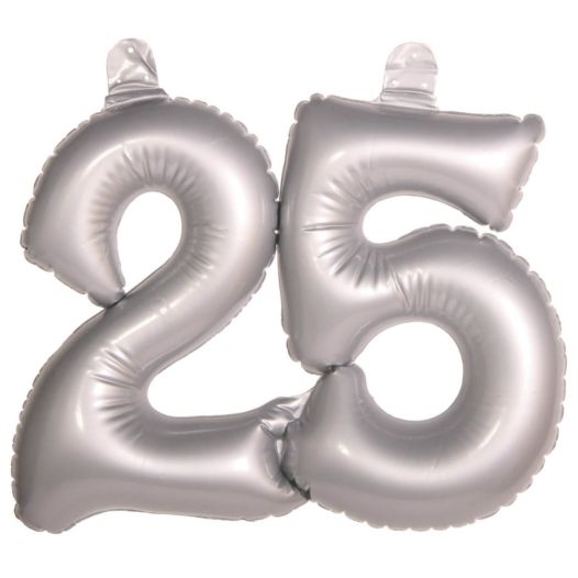 Cijfer ballonnen 25 jaar zilver