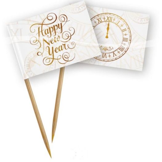 Cocktail Party Kaas prikkers Happy New Year klok