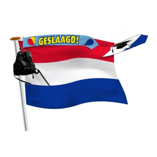 geslaagd wimpel blauw met Nederlandse vlag