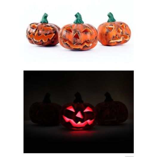 Halloween pompoen met licht 3 assorti