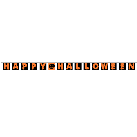 Halloween vlaggenlijn happy halloween 20x20cm - 5,4meter