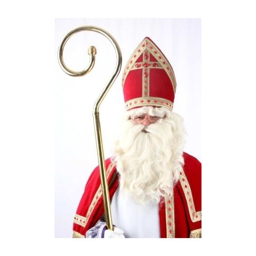 Compleet Sinterklaas baardset; baard, snor en pruik