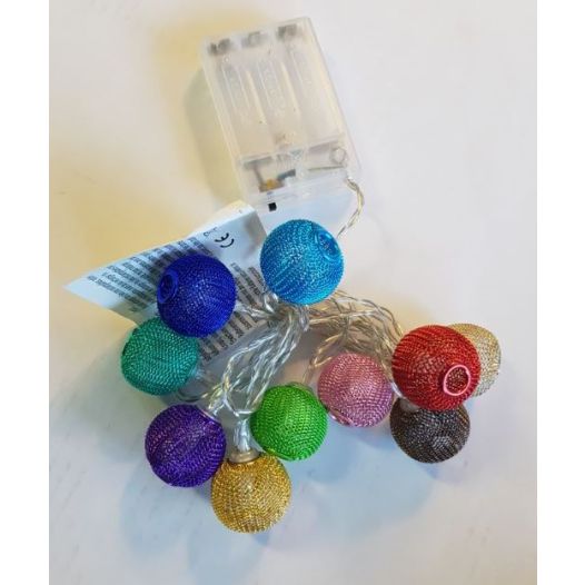 Lichtsnoer vrolijke kleuren, 10 stuks