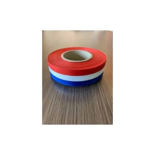 Lint Nederland rood/wit/blauw 25m cadeaulint medaillelint 25mm
