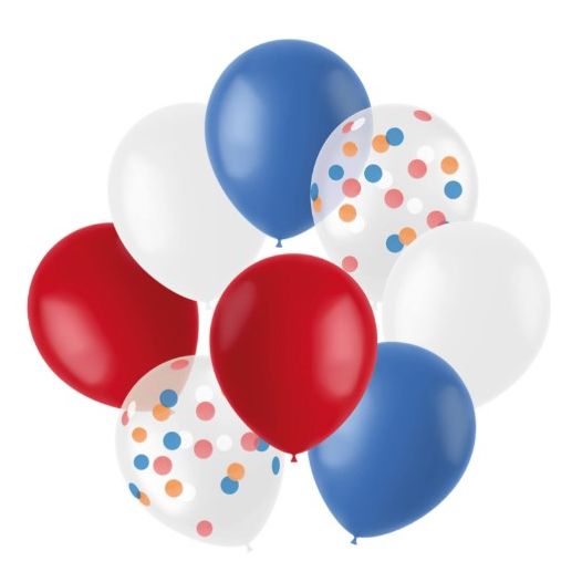 Rood Wit Blauw Ballonnen - 8 stuks