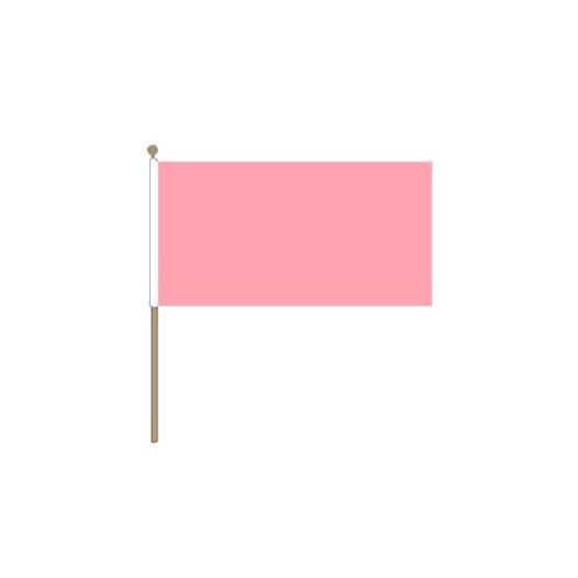 Zwaaaivlag roze 15x22.5cm met houten stokje van 30cm zwaaivlaggen