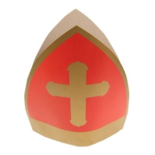 Kartonnen mijter van Sinterklaas, open en van bovenaf