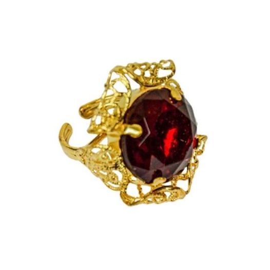 Sinterklaas ring goud met ronde steen in rood