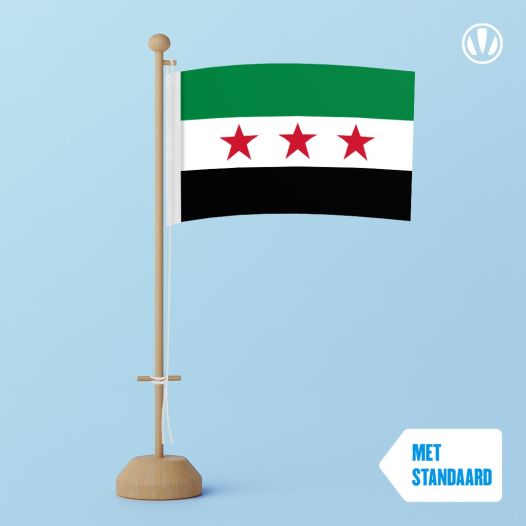 Nieuwe tafelvlag Syrie 10x15cm | met standaard