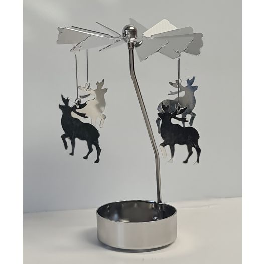 Theelichtje Carousel hert zilver rendier