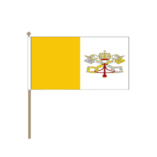 Zwaaivlag Vaticaanstad 15x22,5cm, stoklengte 30cm
