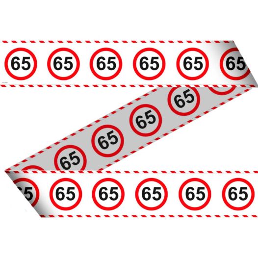 Verkeersbord 65 jaar afzetlint 15 meter