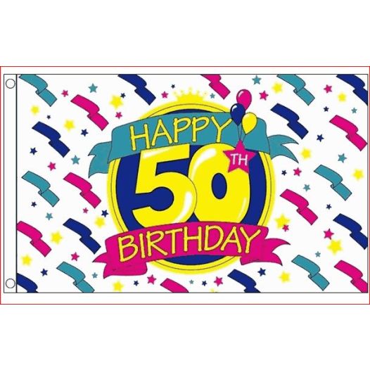 Vlag 50 jaar XL 90x150cm Happy Birthday vlag voor Sarah en Abraham