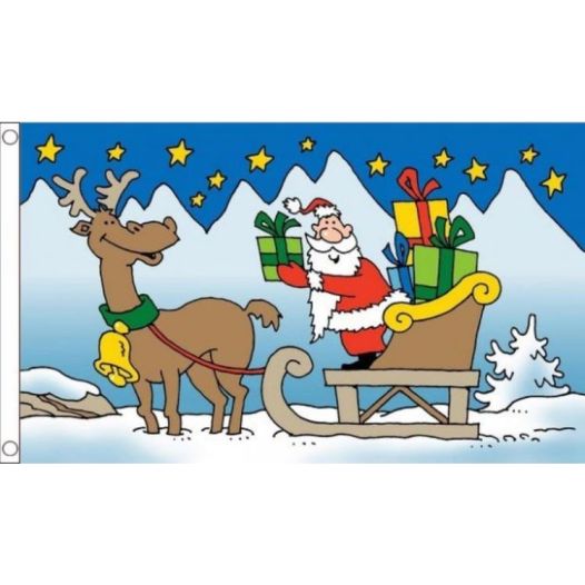 Vlag Kerst kerstlee met rendier en kerstman
