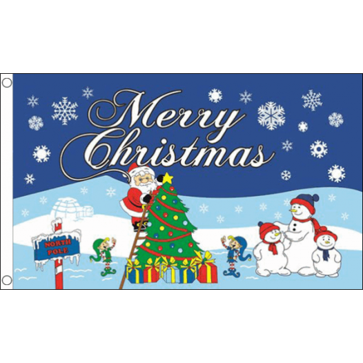 Vlag Kerstvlag vrolijk kerstfeest Noordpool 90x150cm Merry Christmas Vlaggenclub