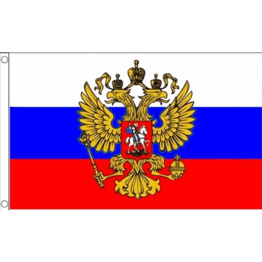 Vlag Rusland met wapen 60x90cm