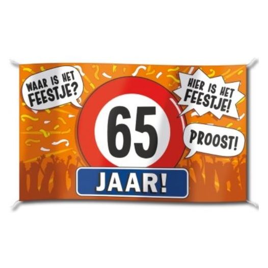 hoera 65 jaar vlag 90x150