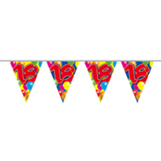 Vlaggenlijn gefeliciteerd 18 jaar ballonnen 10m