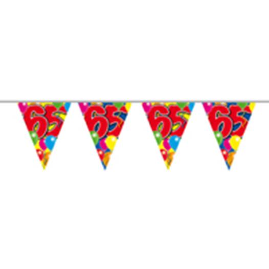 Vlaggenlijn gefeliciteerd 65 jaar ballonnen 10m
