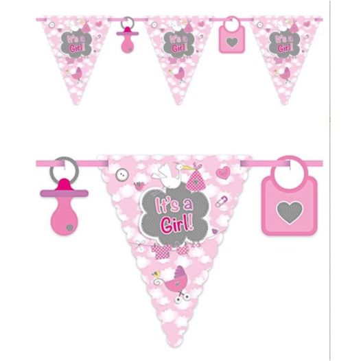 Vlaggenlijn roze 6m It's a girl