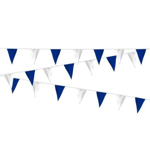 Vlaggenlijn blauw/wit, wit/blauw stof 20m, extra zware kwaliteit