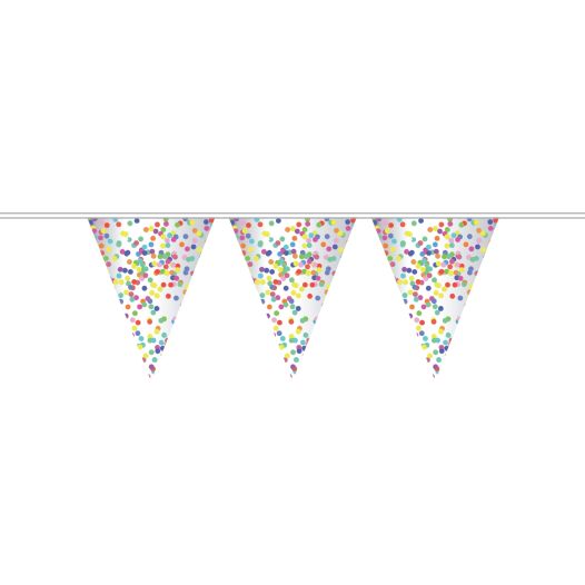 Vlaggenlijn transparant Confetti 10 meter