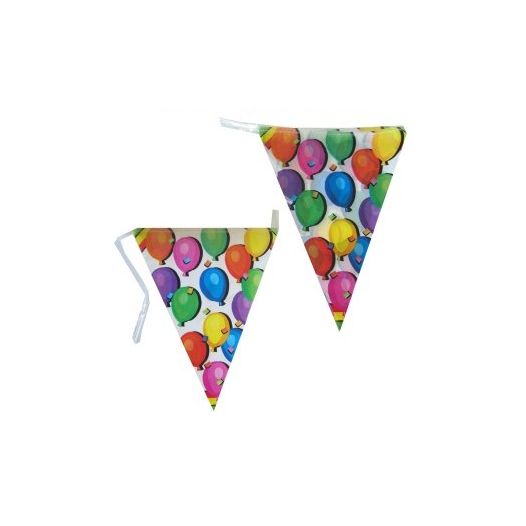 Vlaggenlijn gefeliciteerd voor iedere verjaardag met vrolijke ballonnen erop, 10m