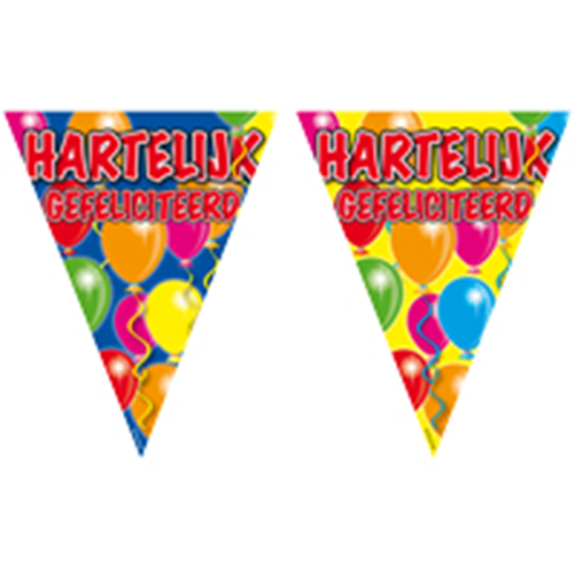 Vlaggenlijn Hartelijk gefeliciteerd ballonnen 10m