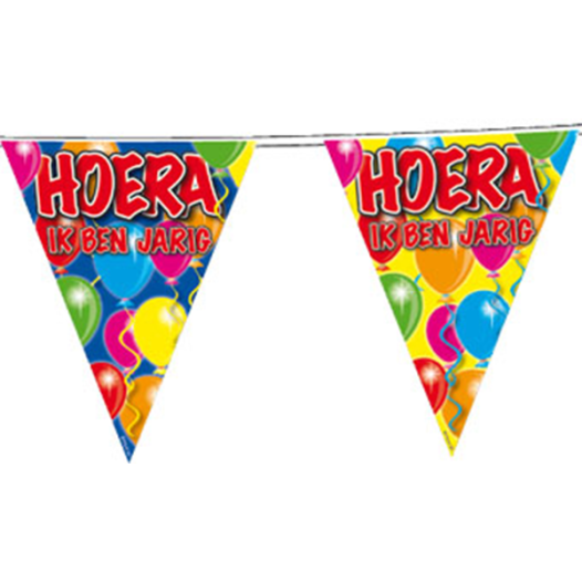 Vlaggenlijn HOERA IK BEN JARIG ballonnen 10m